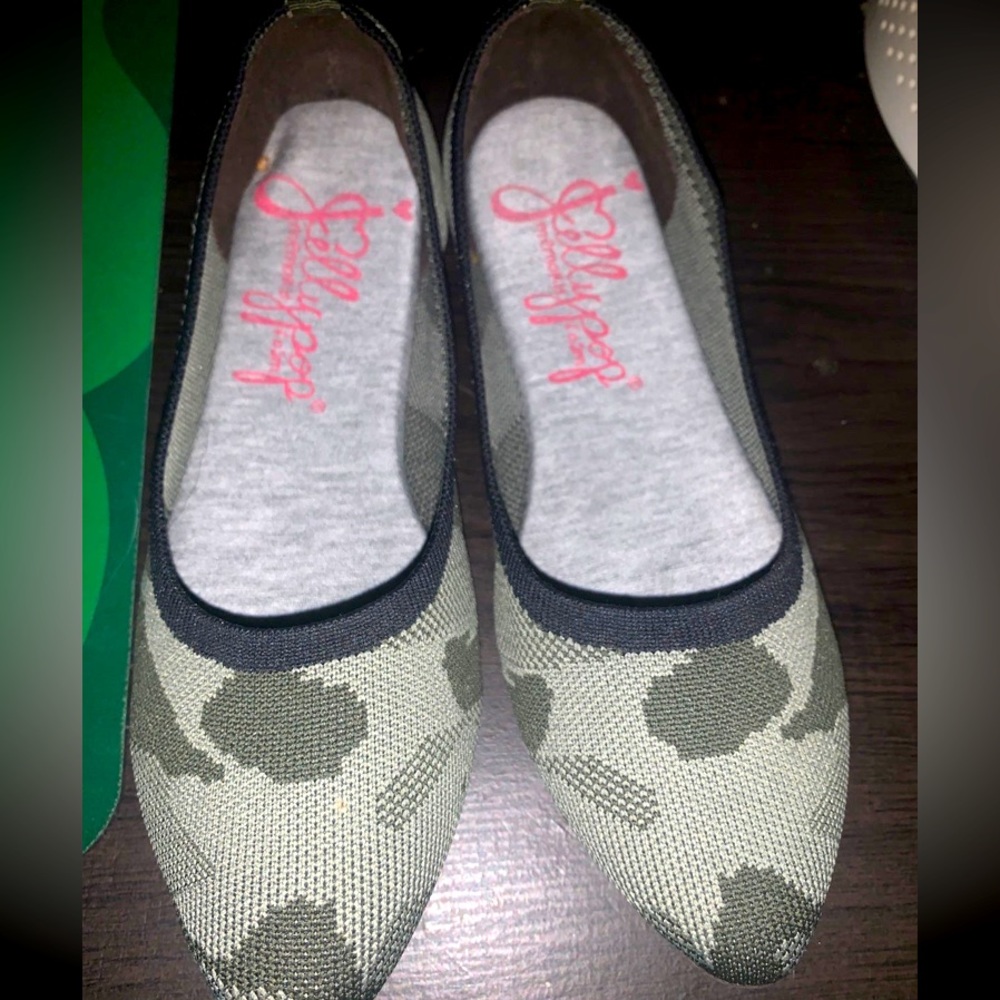 Jellypop Champs Camo/Green Knitted Flats - size 7m